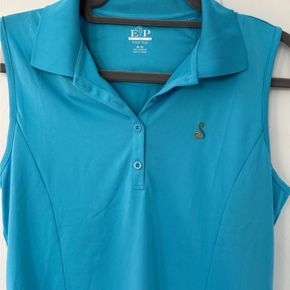 EP Pro Tour Tech Women's Blue Sleeveless Polo Top - Medium